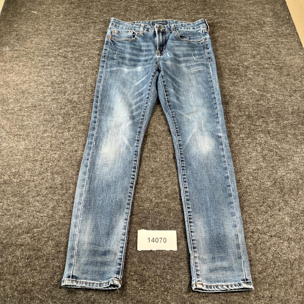 Aeropostale Skinny Leg Jeans Mens 31x32 Blue Denim Cotton Stretch Distressed